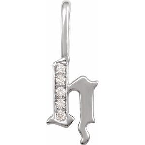 0.04 Ctw Natural Diamond Gothic Initial Charm Pendant