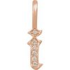 14K Rose .05 CTW Natural Diamond Gothic Initial I Charm/Pendant