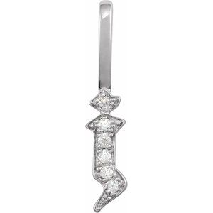 0.035 Ctw Natural Diamond Gothic Initial Charm Pendant