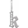 14K White .04 CTW Natural Diamond Gothic Initial K Charm/Pendant