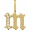 14K Yellow .06 CTW Natural Diamond Gothic Initial M Charm/Pendant