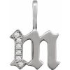 14K White .06 CTW Natural Diamond Gothic Initial M Charm/Pendant