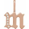 0.06 Ctw Natural Diamond Gothic Initial Charm Pendant