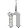 0.06 Ctw Natural Diamond Gothic Initial Charm Pendant