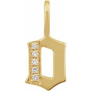 0.05 Ctw Natural Diamond Gothic Initial Charm Pendant