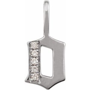 0.05 Ctw Natural Diamond Gothic Initial Charm Pendant