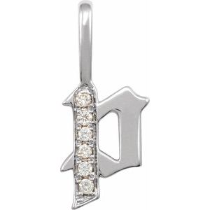 0.05 Ctw Natural Diamond Gothic Initial Charm Pendant