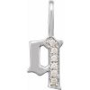 14K White .04 CTW Natural Diamond Gothic Initial Q Charm/Pendant