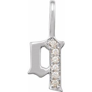 0.045 Ctw Natural Diamond Gothic Initial Charm Pendant