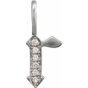 0.06 Ctw Natural Diamond Gothic Initial Charm Pendant