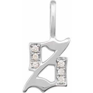 0.045 Ctw Natural Diamond Gothic Initial Charm Pendant