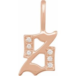 0.045 Ctw Natural Diamond Gothic Initial Charm Pendant