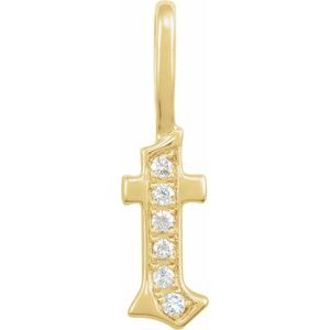 0.045 Ctw Natural Diamond Gothic Initial Charm Pendant