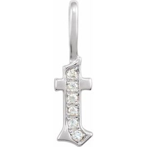 0.045 Ctw Natural Diamond Gothic Initial Charm Pendant