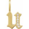 14K Yellow .06 CTW Natural Diamond Gothic Initial U Charm/Pendant