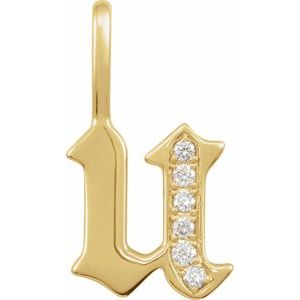 0.06 Ctw Natural Diamond Gothic Initial Charm Pendant