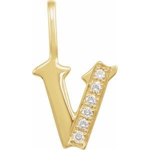 0.06 Ctw Natural Diamond Gothic Initial Charm Pendant