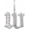 14K White .06 CTW Natural Diamond Gothic Initial W Charm/Pendant