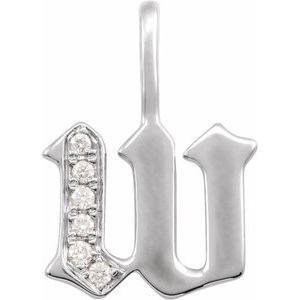 0.06 Ctw Natural Diamond Gothic Initial Charm Pendant