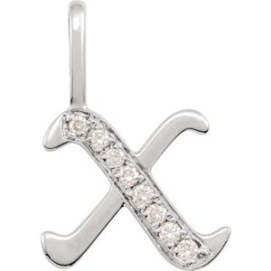 0.08 Ctw Natural Diamond Gothic Initial Charm Pendant