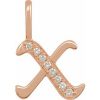 14K Rose .08 CTW Natural Diamond Gothic Initial X Charm/Pendant