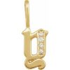 14K Yellow .035 CTW Natural Diamond Gothic Initial Y Charm/Pendant