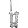 14K White .035 CTW Natural Diamond Gothic Initial Y Charm/Pendant