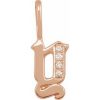 14K Rose .035 CTW Natural Diamond Gothic Initial Y Charm/Pendant