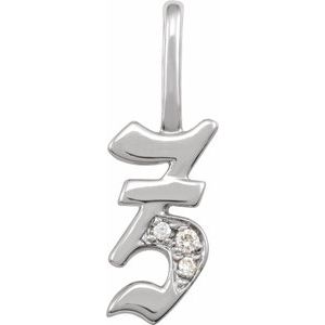 0.045 Ctw Natural Diamond Gothic Initial Charm Pendant