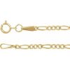 14K Yellow 1.9 mm Diamond-Cut Figaro 7″ Chain