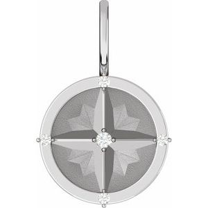 .03 Ctw Natural Diamond Compass Pendant