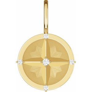 .03 Ctw Natural Diamond Compass Pendant