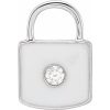 14K White .035 CT Natural  Diamond & White Enamel Lock Charm/Pendant