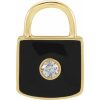 14K Yellow .035 CT Natural  Diamond & Black Enamel Lock Charm/Pendant