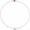 Platinum Lab-Grown Ruby Bezel-Set Solitaire 6 1/2-7 1/2″ Bracelet