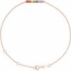 14K Rose Natural Multi-Gemstone Bar 6 1/2-7 1/2″ Bracelet