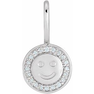 .04 Ctw Natural Diamond Smiley Face Charm Pendant