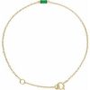 14K Yellow Straight Baguette Natural Emerald 6 1/2-7 1/2″ Bracelet