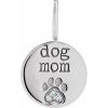 Sterling Silver .01 CTW Natural Diamond Engraved Dog Mom Paw Print Charm/Pendant