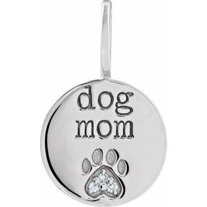 .01 Ctw Natural Diamond Engraved Paw Print Pendant