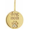 14K Yellow .01 CTW Natural Diamond Engraved Dog Mom Paw Print Charm/Pendant