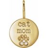 14K Yellow .01 CTW Natural Diamond Engraved Cat Mom Paw Print Charm/Pendant