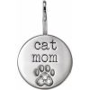 Platinum .01 CTW Natural Diamond Engraved Cat Mom Paw Print Charm/Pendant