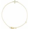 14K Yellow Natural White Opal Sideways Cross 6 1/2-7 1/2″ Bracelet