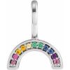 14K White Natural Multi-Gemstone Rainbow Charm/Pendant