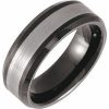 Black PVD & Tungsten Beveled-Edge Band Size 9.5