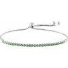 14K White Natural Emerald Adjustable 9 1/2″ Bolo Bracelet