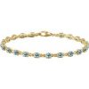 14K Yellow Natural Sky Blue Topaz 7 1/4″ Line Bracelet