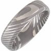 Damascus Steel 6 mm Beveled Edge Band Size 9.5