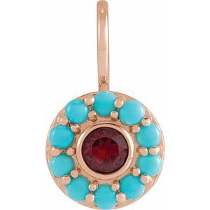 Natural Mozambique Garnet And Natural Turquoise Halo-Style Pendant